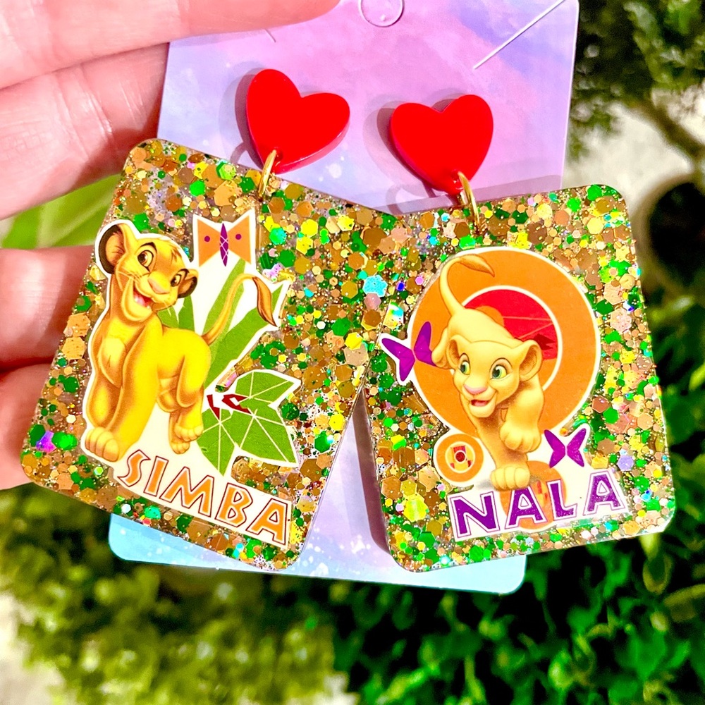 Simba And Nala Acrylic Dangle Earrings